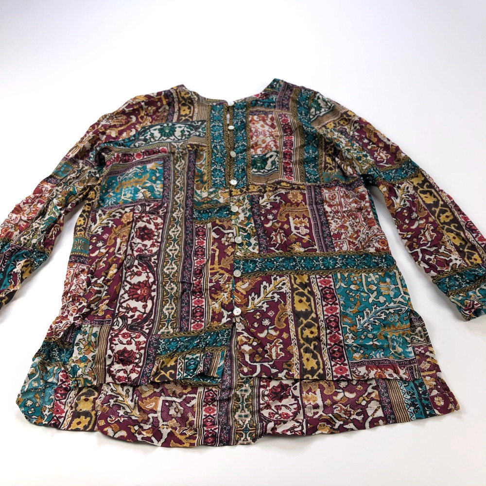 J.Jill Small Petite PS 100% Rayon Button Long Sleeve Artsy BOHO Shirt